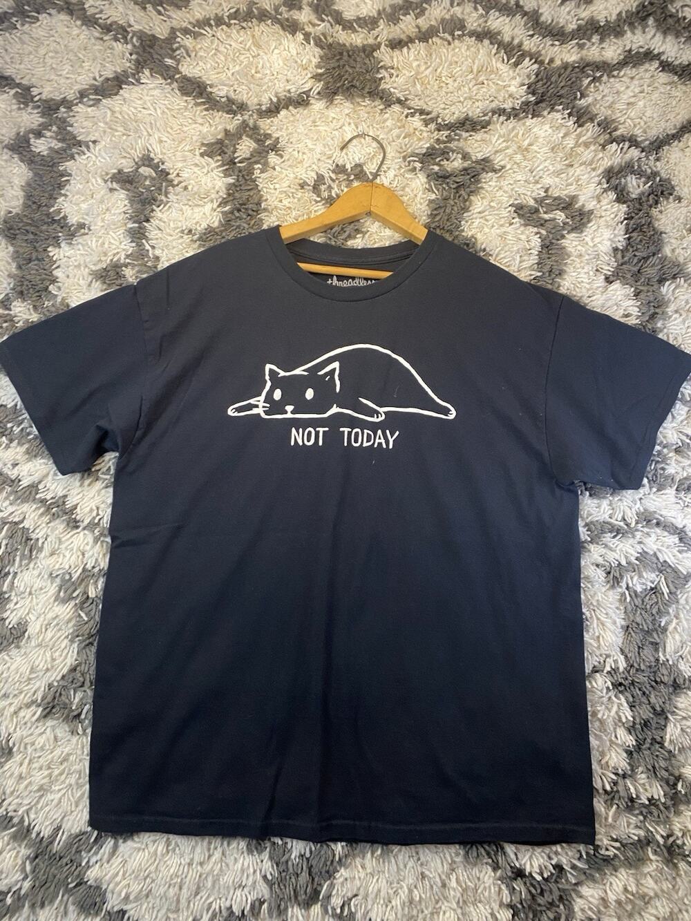 Threadless Men's XL Black Cotton Crew Neck Short Sleeve "Not Today" Cat Tee